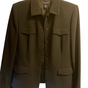 Ann Taylor Black Two Piece Suit Skirt Size 10 Jacket Size 12 Great Condition